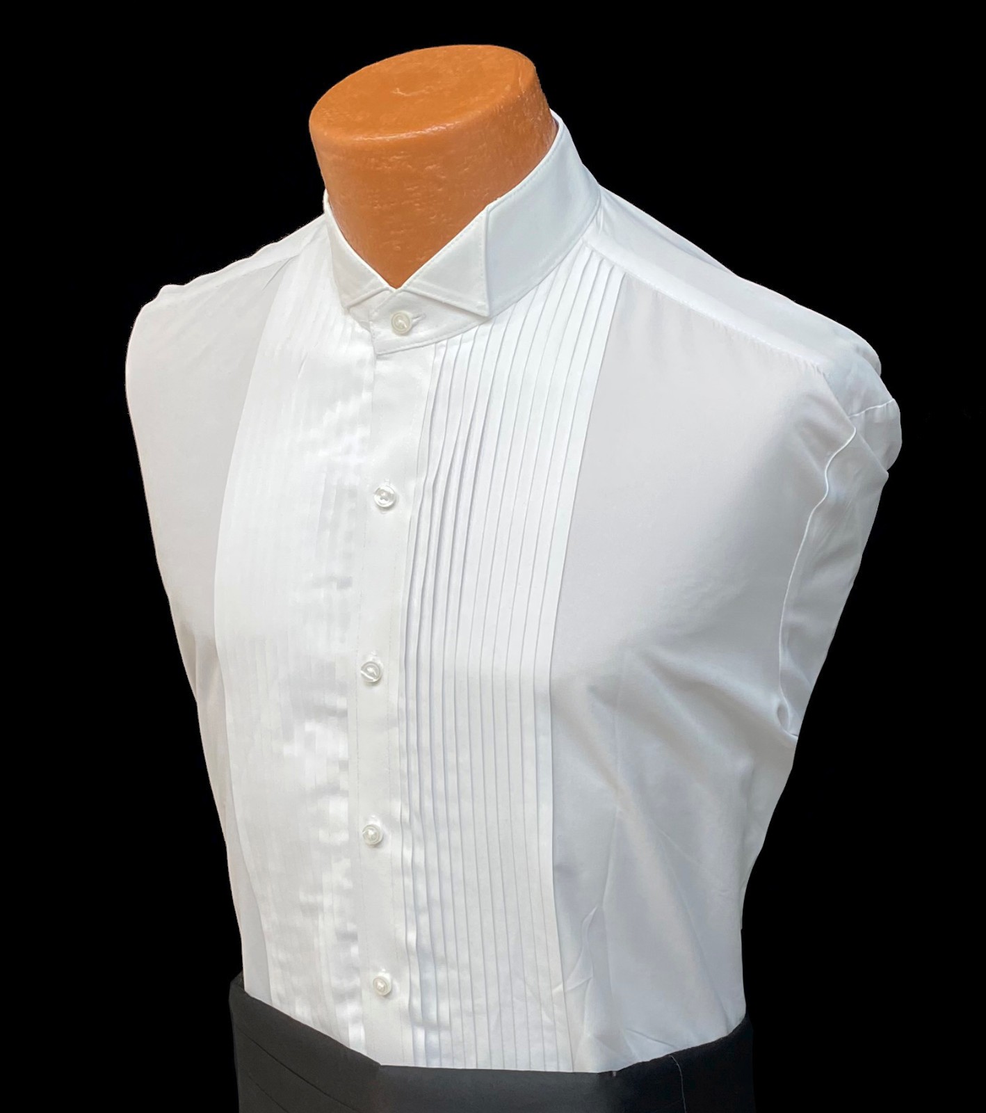 New Men’s White Tuxedo Shirt Pleated Front Wing Collar Big & Tall 7XL 34/35