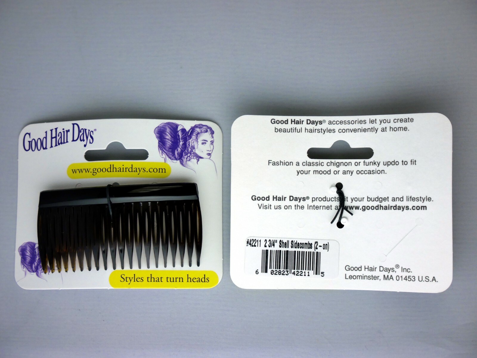 4 Combs x Good Hair Days 2 3/4″ Dark Brown Side comb Hair comb Made in USA 42211
