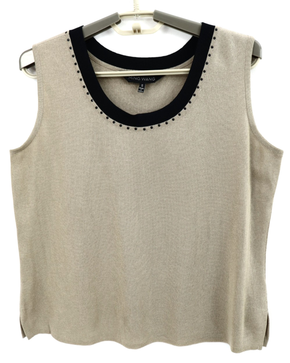 MING WANG Women’s Acrylic Twinset Cardigan Vest Long Sleeve Geometric Size S