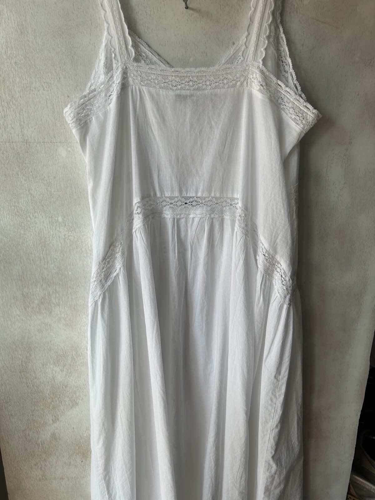 White Embroidered Cami Midi Dress Size 20 Lightweight Cotton New