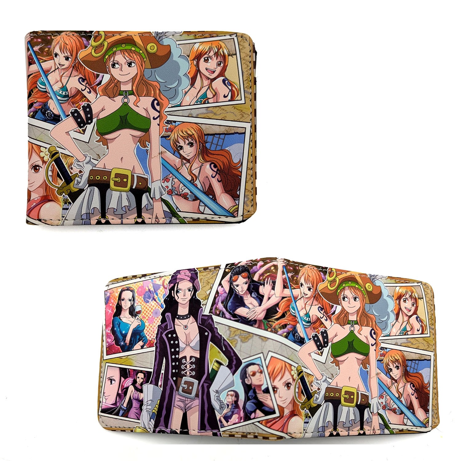 NAMI X NICO ROBIN One Piece 4 in. Bi Fold Wallet (Anime Credit Card Billfold)