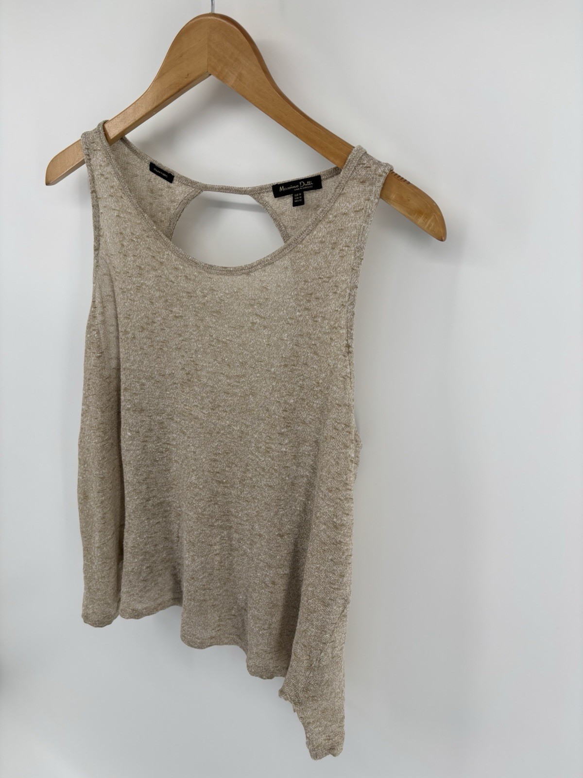 Massimo Dutti Sleeveless Tank Top Sz M Italian Linen Keyhole Back Old Money