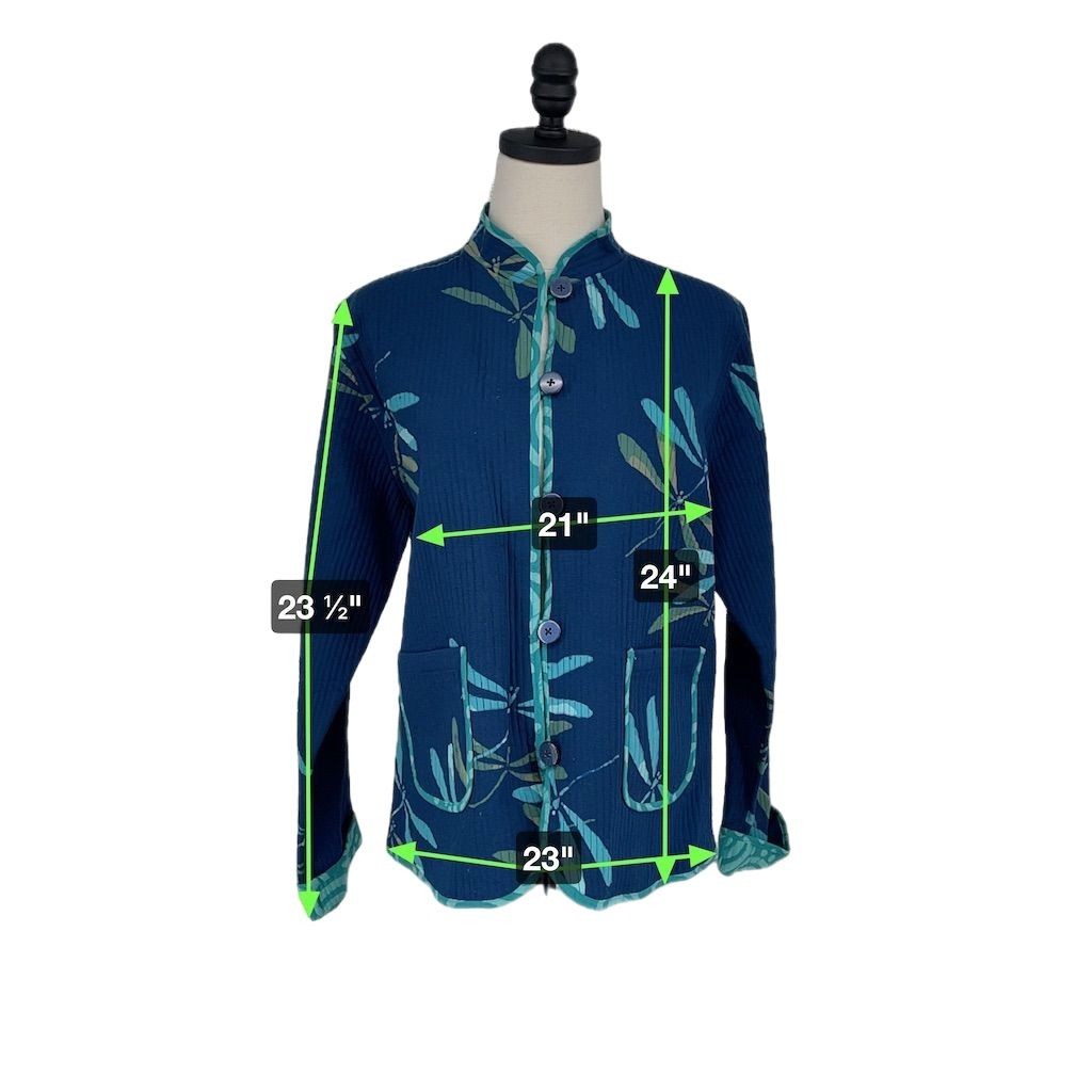 Draper’s & Damon’s Womens M Reversible Dragonfly/Swirl Quilted Jacket Multicolor