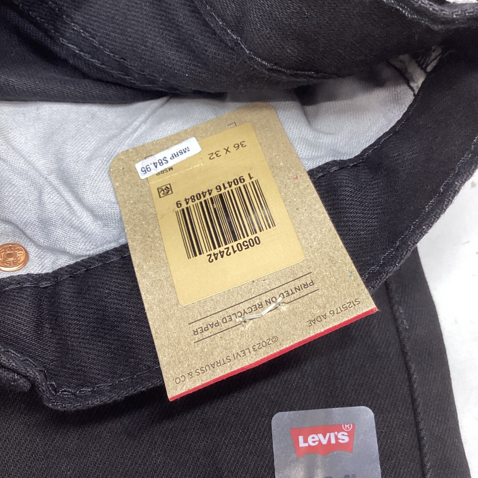 Levi’s 501 Original Stretch Straight Leg Jeans Men’s 36×32 Black