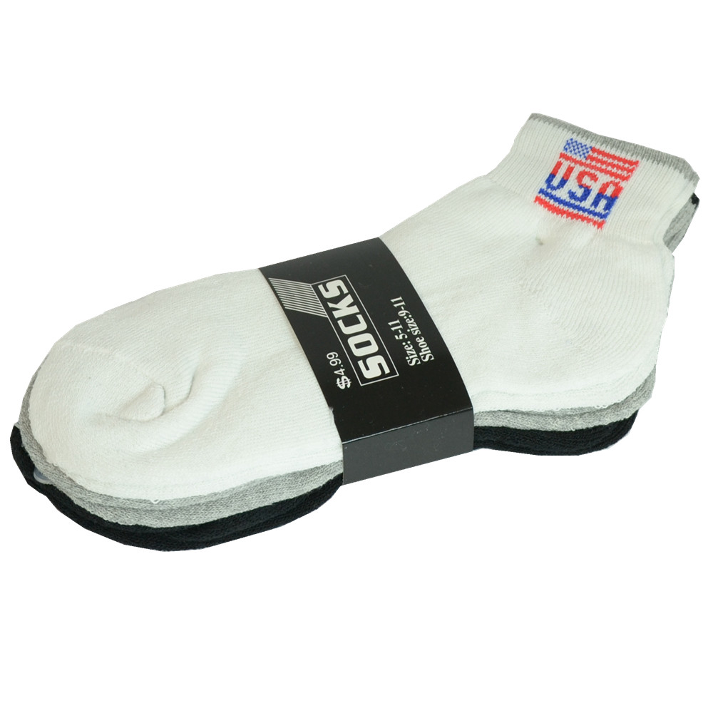3 Pairs Mens Ankle Quarter Crew Low Cut USA Athletic Work Socks Cotton Size 9-13