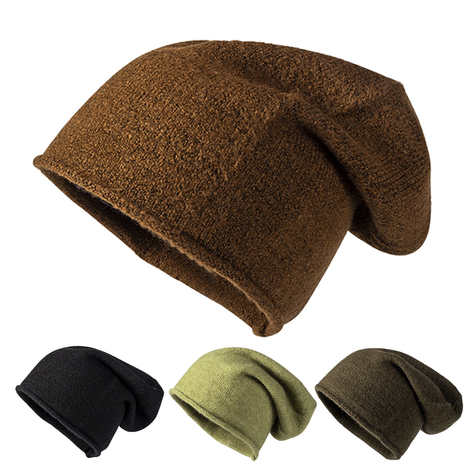 Cashmere Beanie Hat Women Winter Knitted Slouchy Oversized Warm Men Cap HatRM