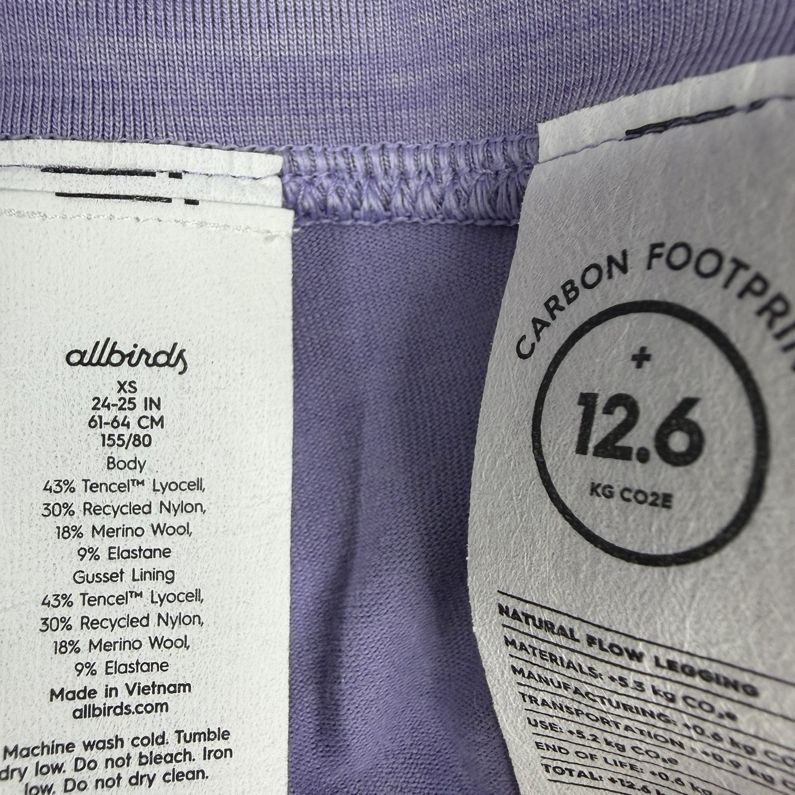 Allbirds Natural Flow Legging Purple Hush Merino Wool Blend High Rise XS NWT
