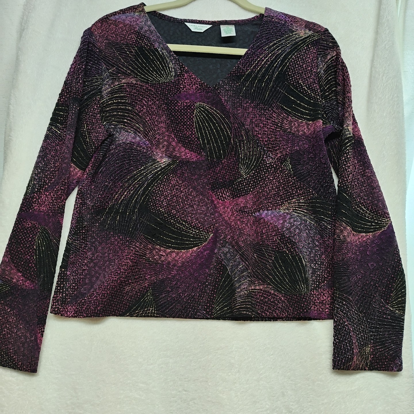 Laura Ashley Petites Size Small Long Sleeve Acetate Polyester Spandex Blend