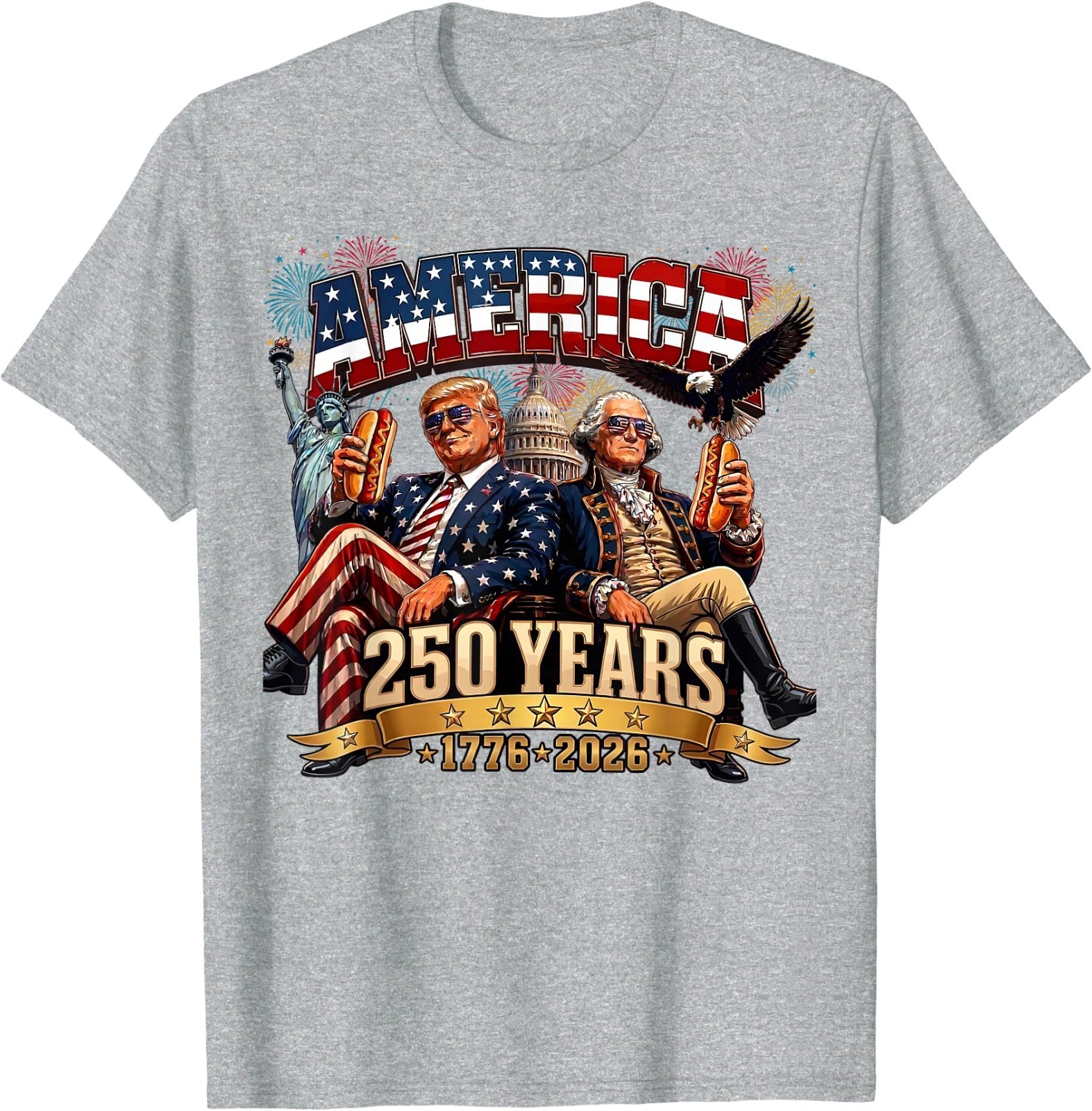 250 Years America Anniversary 250th Trump Washington Vintage T-Shirt