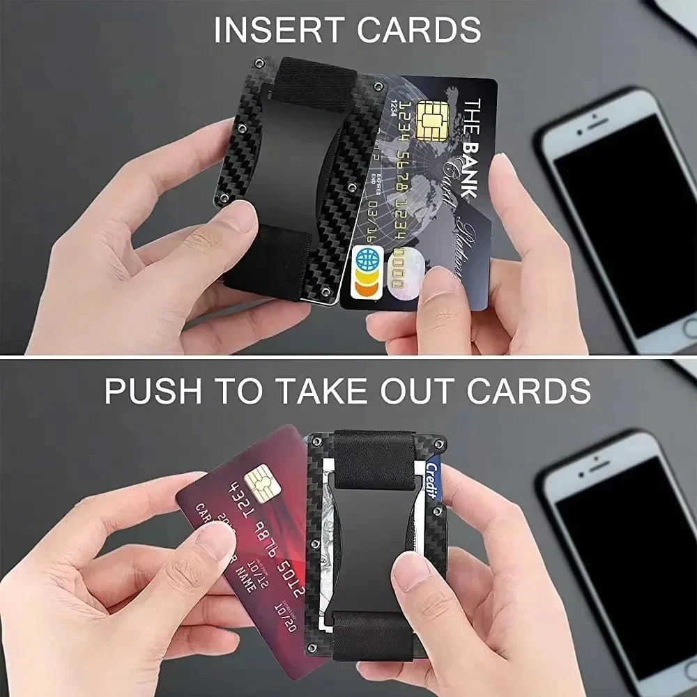 Ridge Style Titanium RFID Blocking Wallet Slim Metal Wallet with Cash Strap Clip