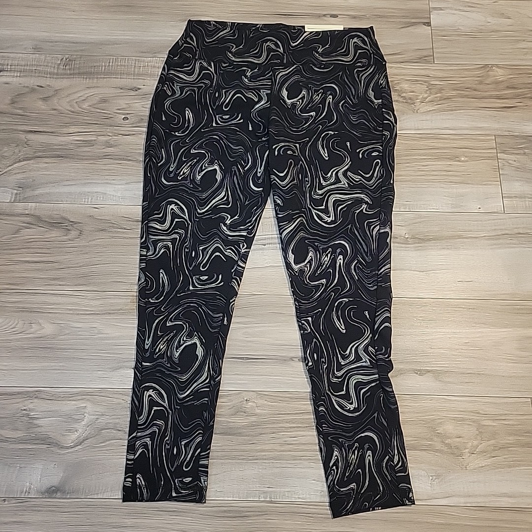 Soft Surroundings 10P-12P Leggings Black Metallic Swirl High Waist NEW
