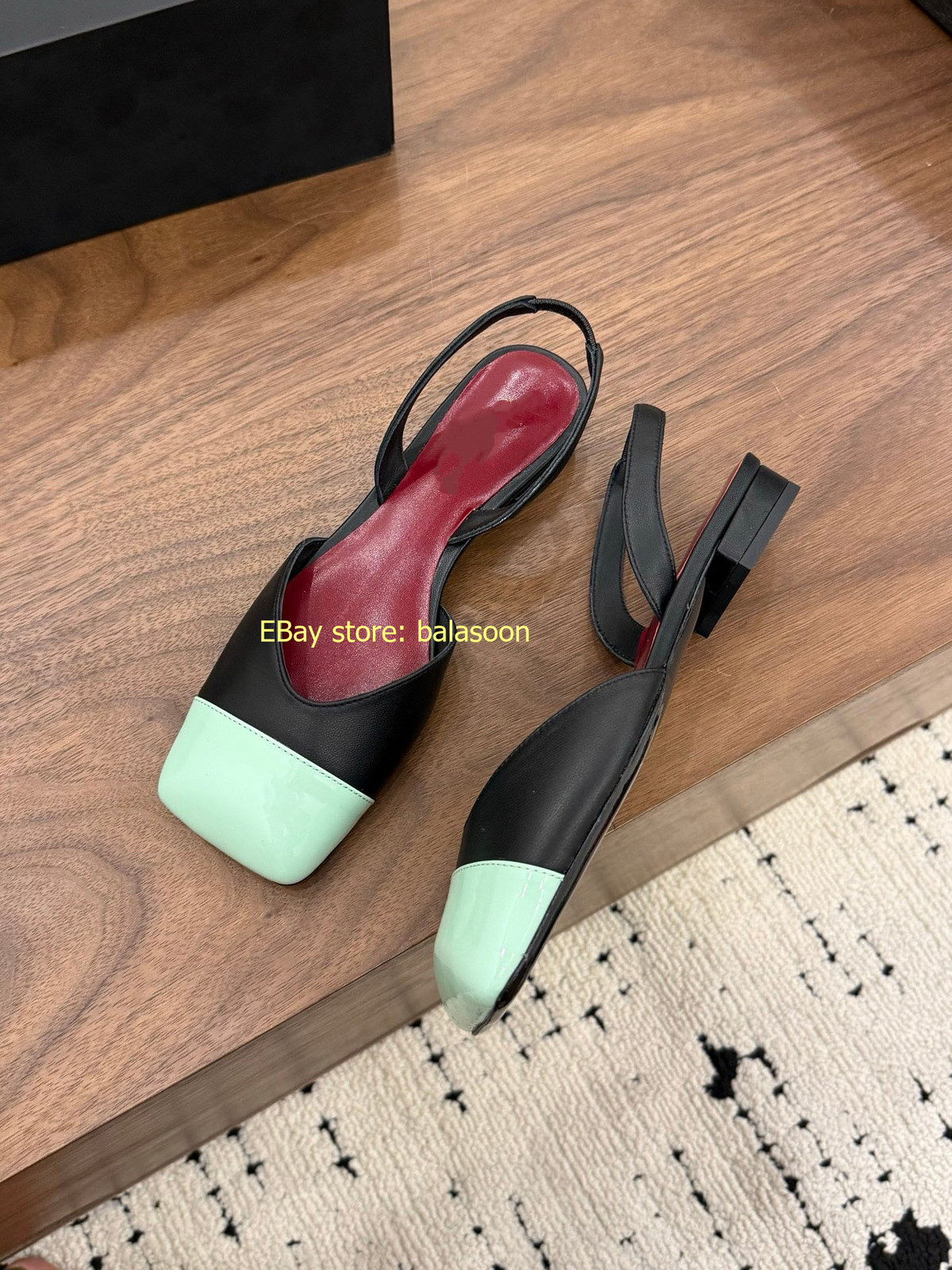 Retro Color Matching Square-Headed High-Heeled Sandals Baotou Thick-Heeled 35-41