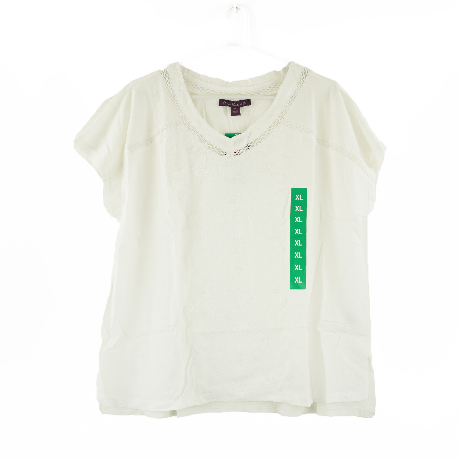 Gloria Vanderbilt Ladies’ Embroidered Top, size X-Large, Crystal White