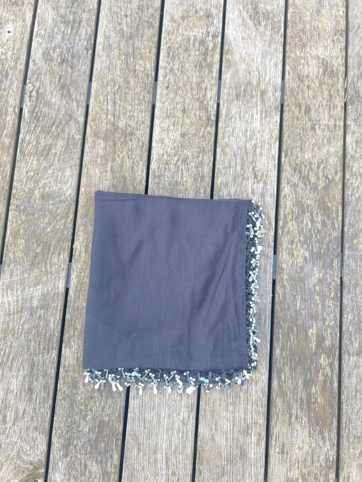 Handmade Black Turkish Crochet Edge Yazma Headscarf Cotton Unique Boho Vintage