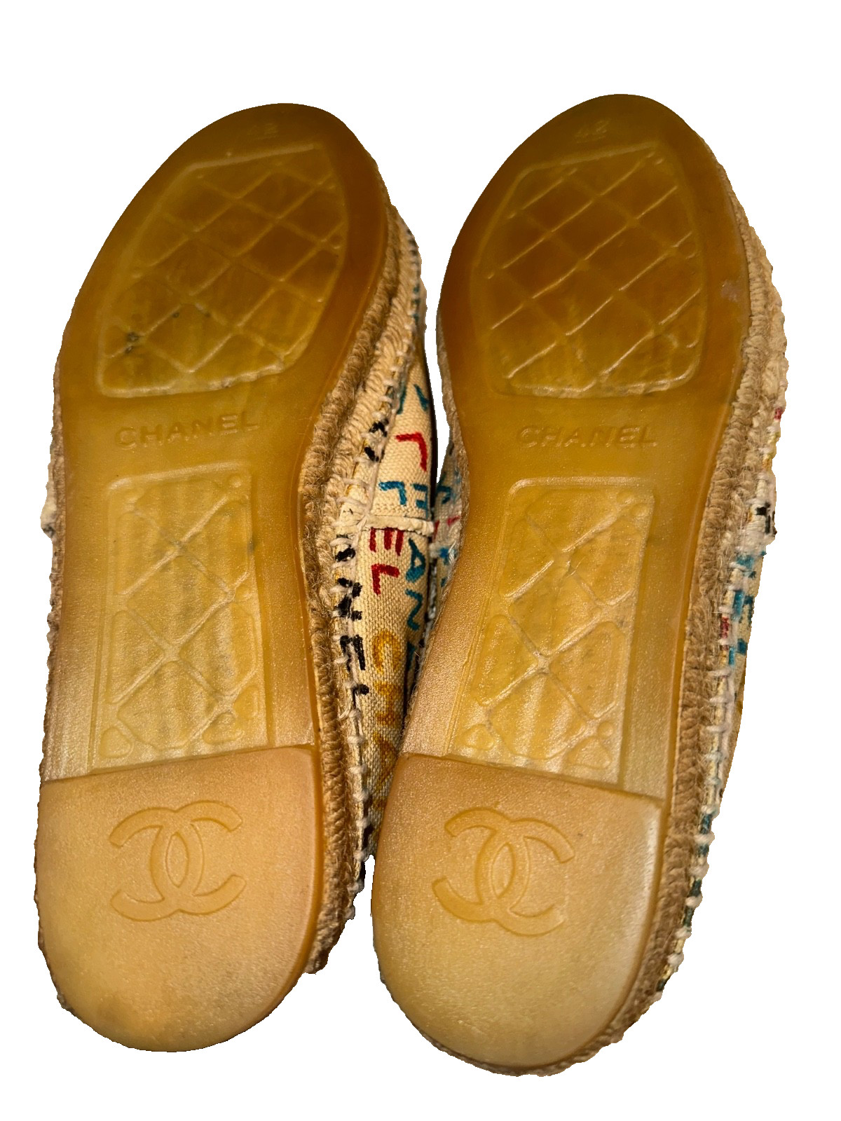 Chanel Espadrilles Logo Graffiti Multicolored Flats Size 42