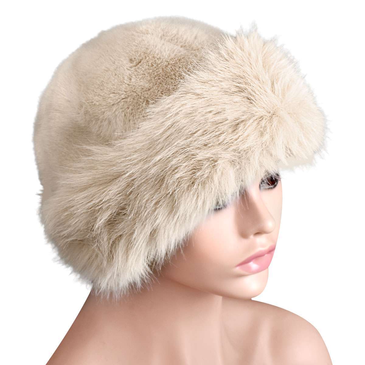 Women Winter Furry Hat Faux Fur Russian Cossack Hat Fluffy Warm Ski Snow Cap