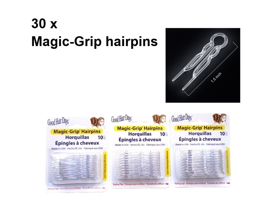 3 x Packs Magic Grip Hairpins 2 1/2″ Clear (30 Pcs) Good Hair Days