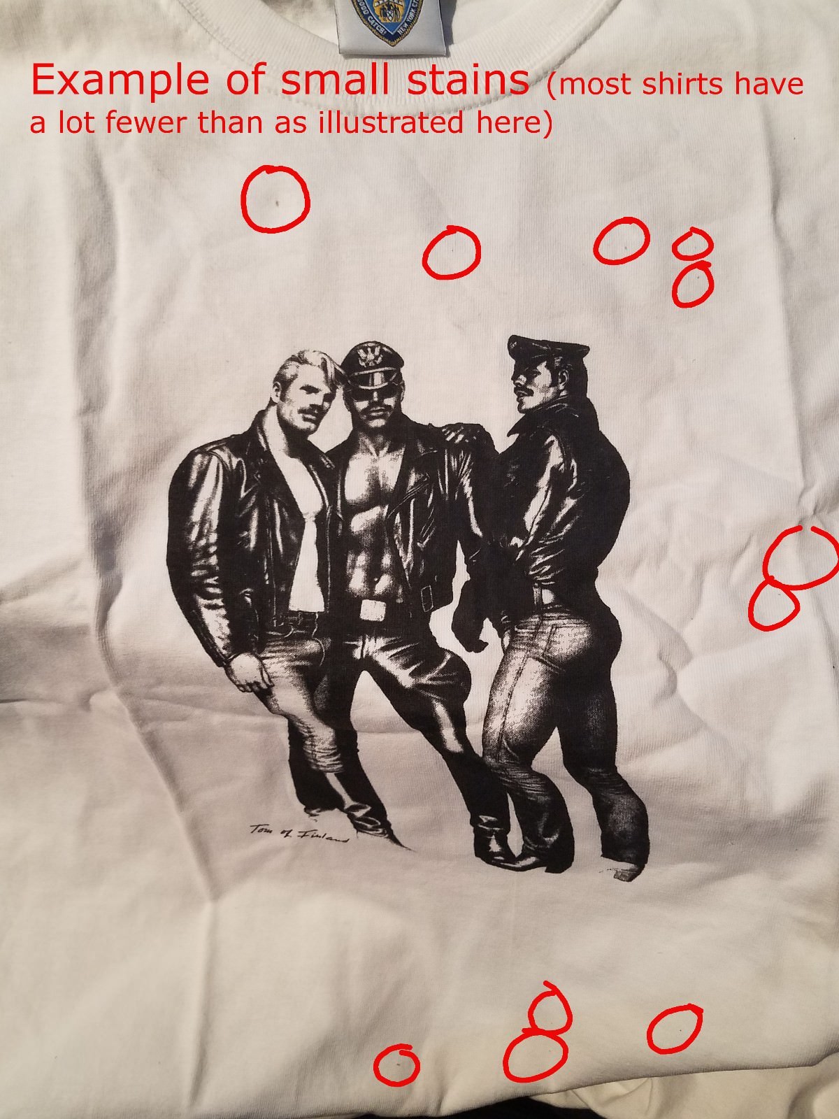 Tom of Finland T-shirts Defects Seconds Imperfect Irregular Gay Sex Leather Tee