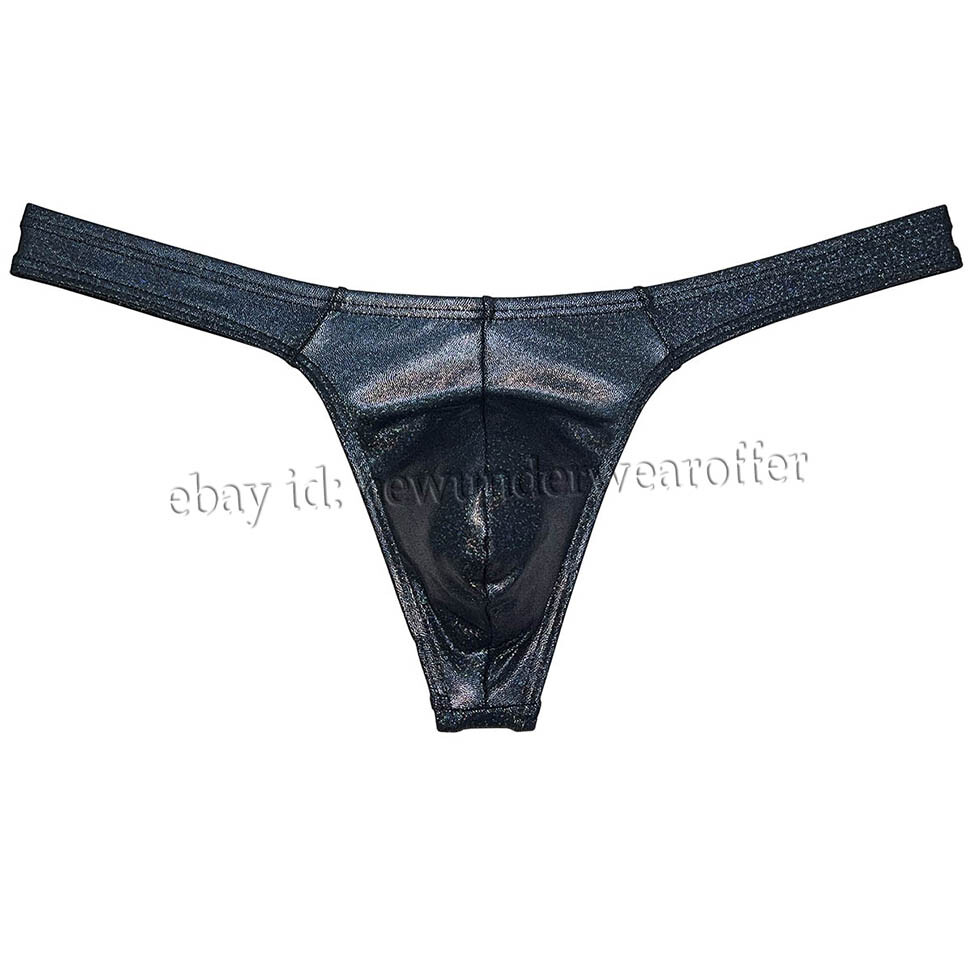 Men Shiny Wet Look Bikini Underwear Classical T-back Bulge Pouch Jockstrap Pants