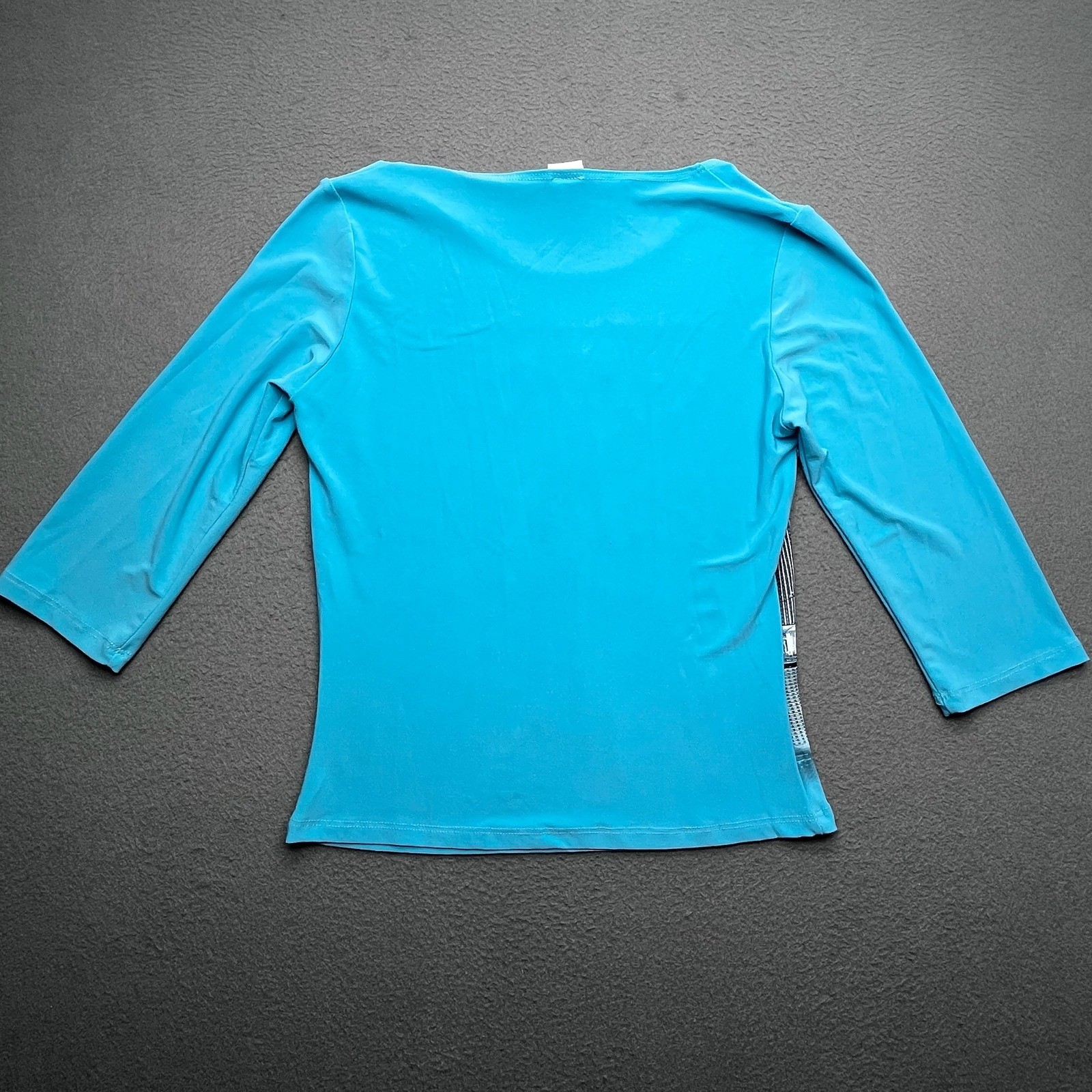 Las Vegas Women Graphic Top Polyester Spandex Large Y2K Souvenir Turquoise