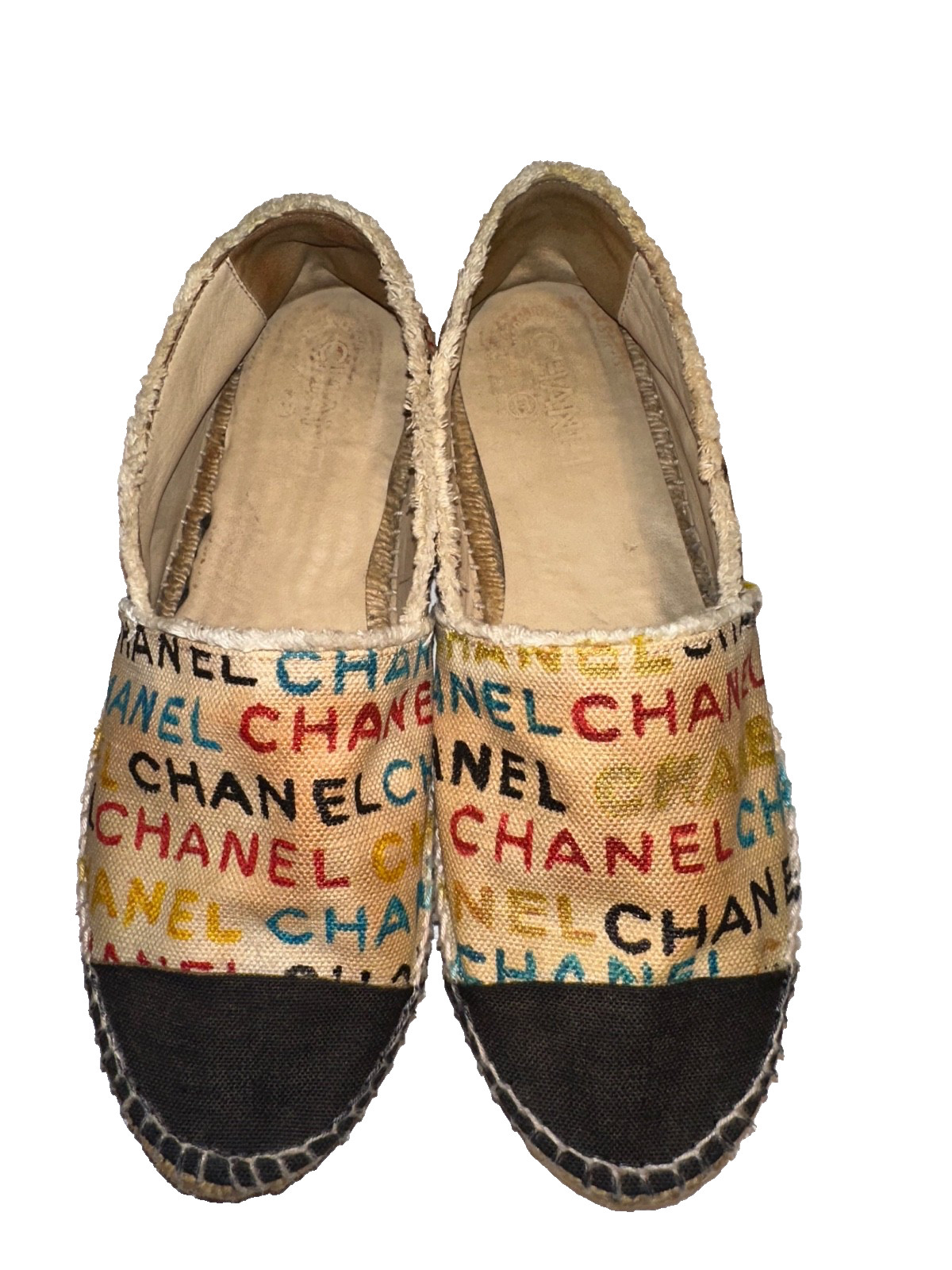 Chanel Espadrilles Logo Graffiti Multicolored Flats Size 42