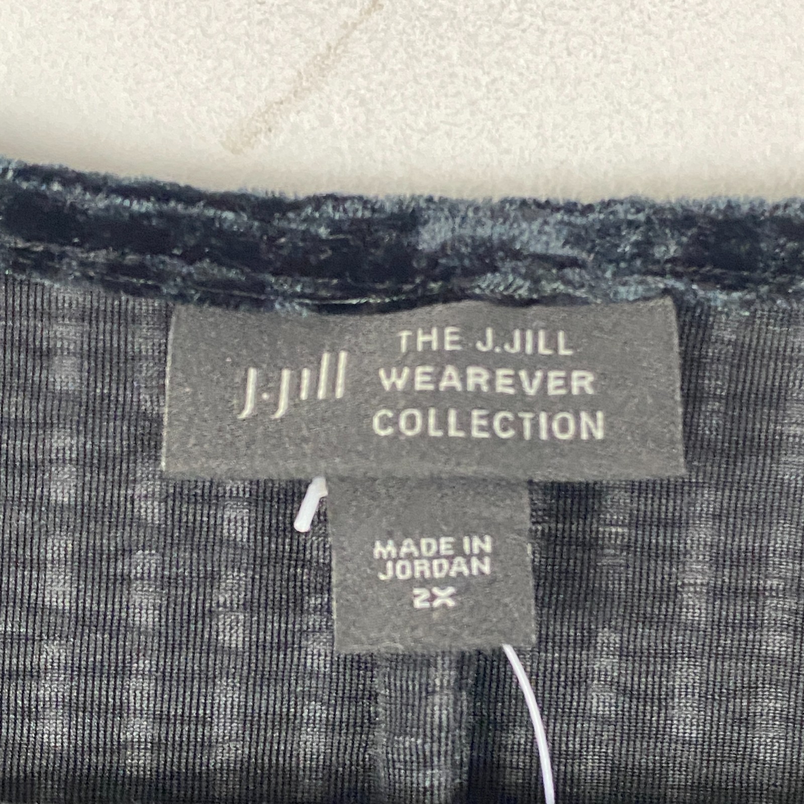 J Jill Wearever Crushed Velvet Wedge Top Size 2X Black 3/4 Dolman Sleeves