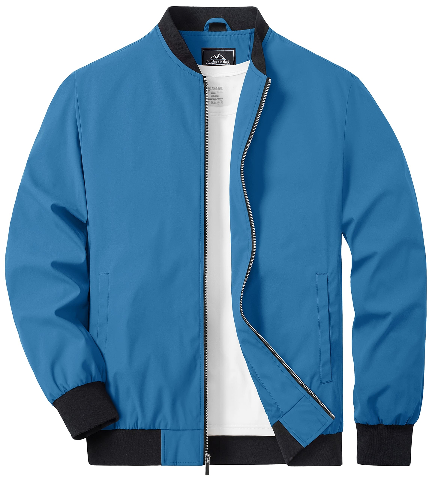 Men’s Spring Fall Thin Bomber Jacket Full-Zip Sportswear Lightweight Casual Coat