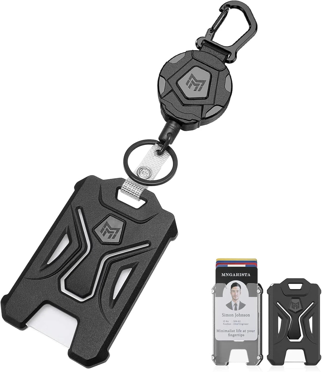 Retractable Badge Holder, Heavy Duty Carabiner Keychain, Tactical ID Card Holder