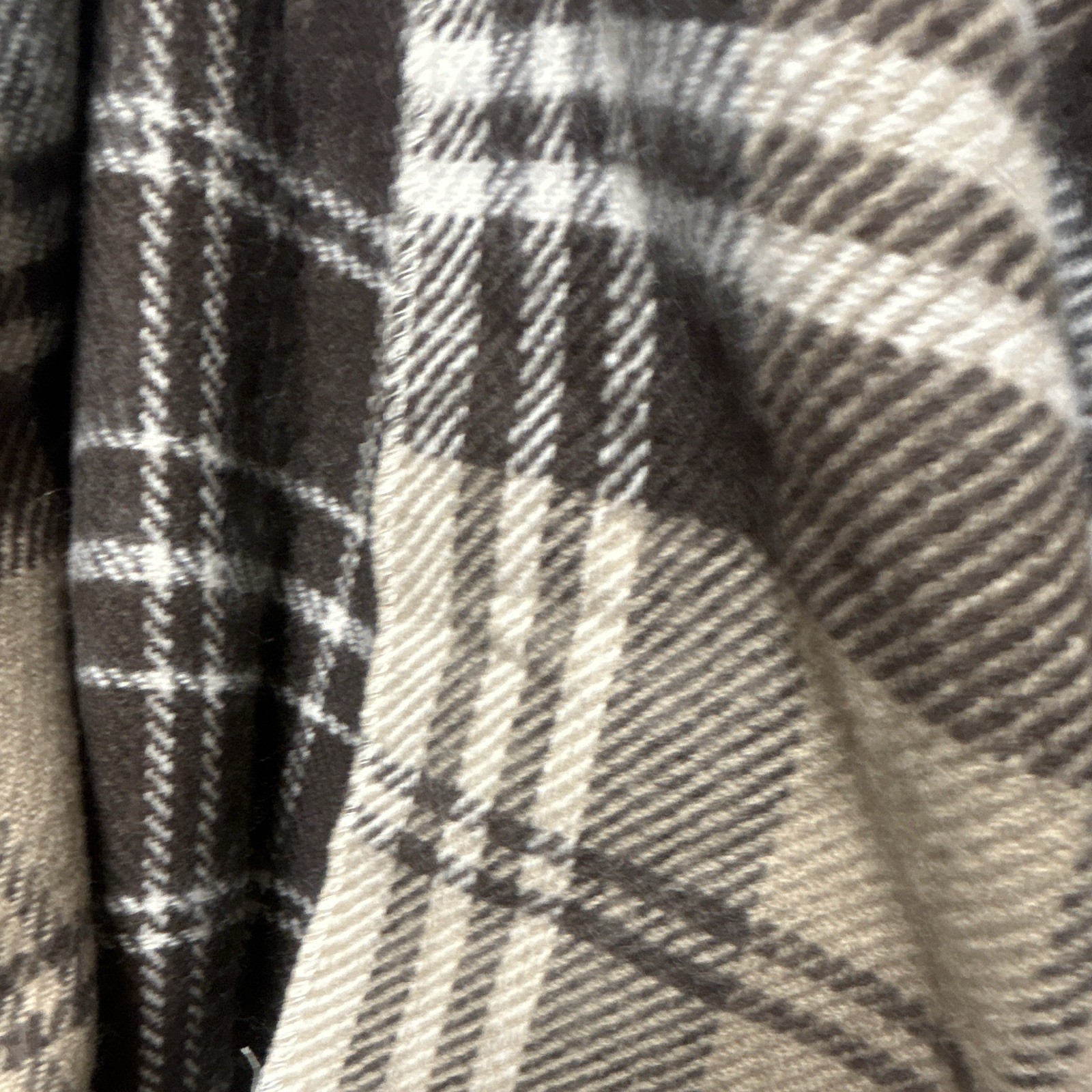 Style & Co Plaid Acrylic Knit Button Shawl Wrap One Size Beige Brown Black