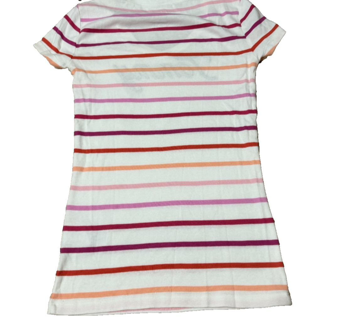 BRAND NEW Tommy Hilfiger Women’s XS Tommy Logo White Pink Stripes T-Shirt