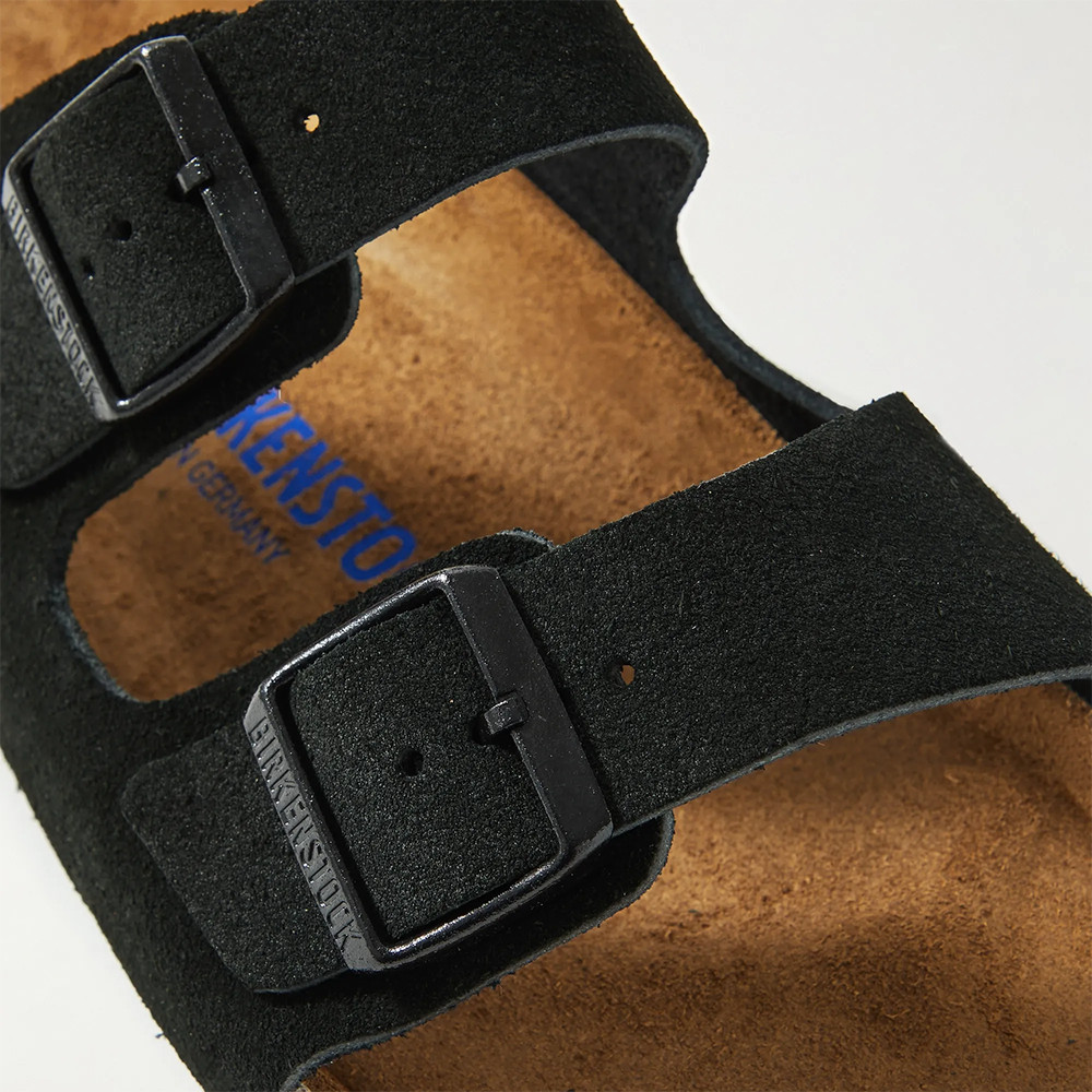 Birkenstock Arizona Suede Black Soft Footbed Sandals Men’s Shoes Regular/Wide
