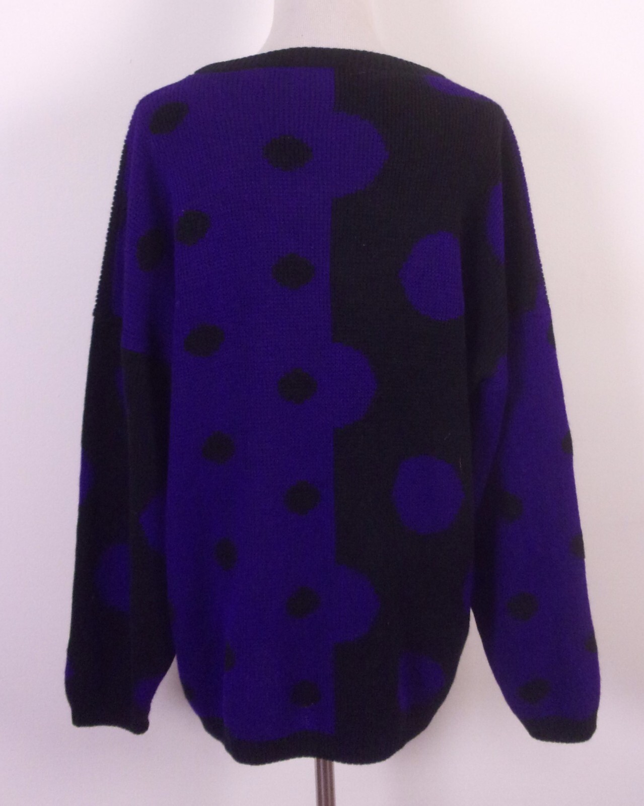 vintage 80s 90s World Trade Knits Black/Purple Abstract Sweater Chunky Knit SZ M