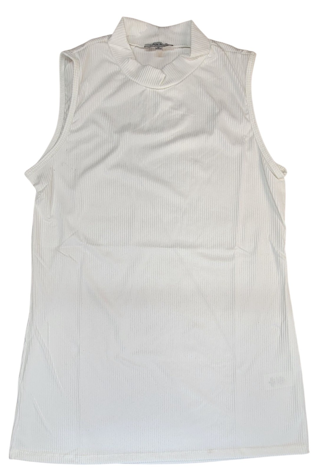 White Birch Long Top Sleeveless Knit White Ribbed Polyester Spandex Womens M New