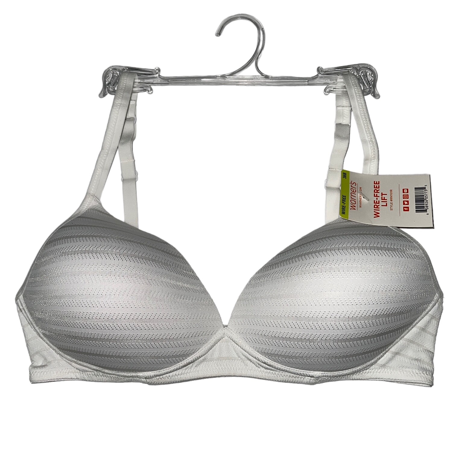 Warner’s Bra Wirefree Lift Jacquard Striped Textured Padded Lined Contour RN1101