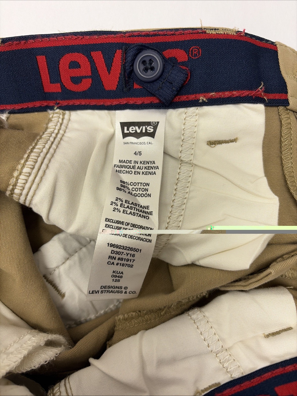 Levi’s Adjustable Waist Khaki Cargo Shorts Boys Size 4 /5 Regular Casual