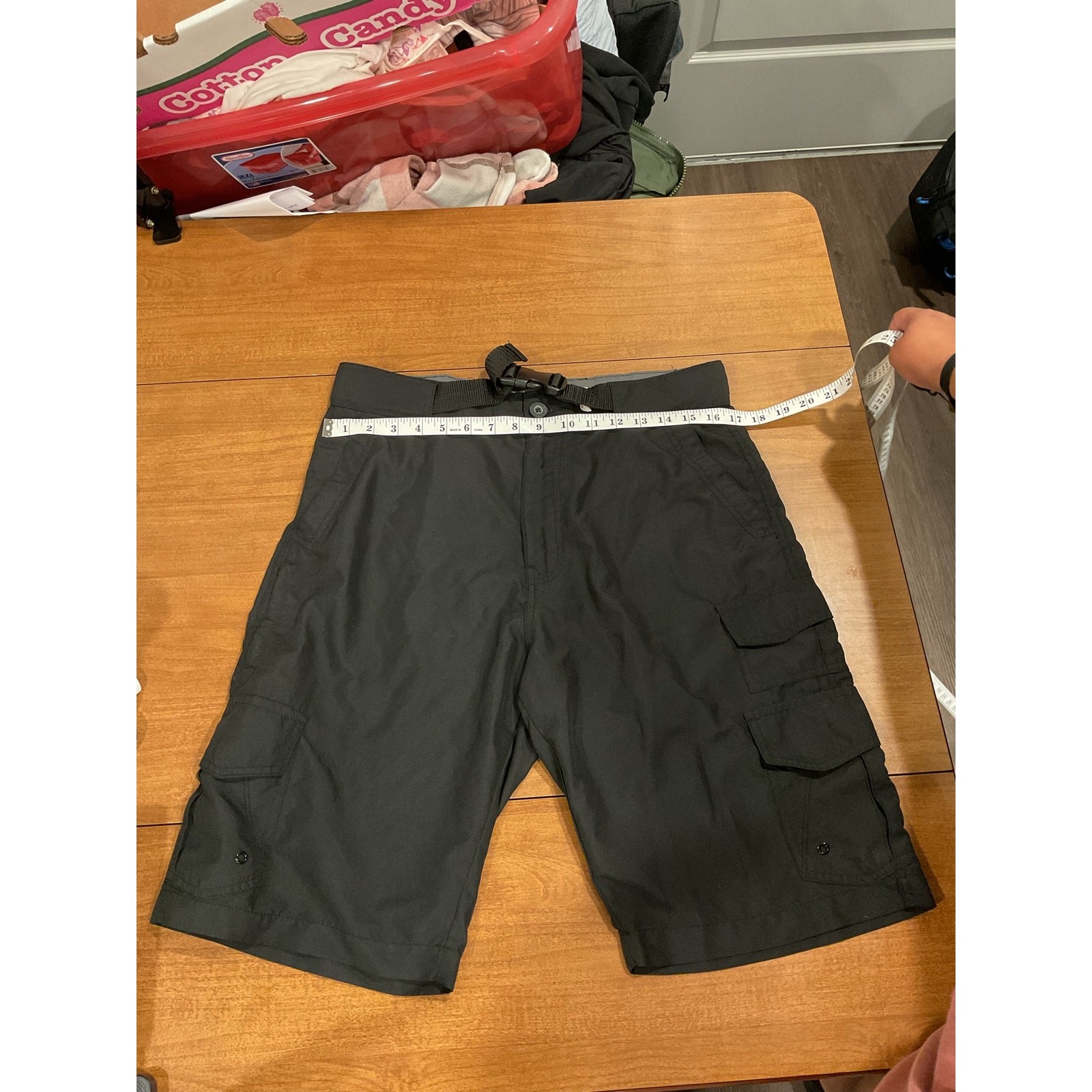 IRON CO. Men’s Black Utility Cargo Shorts with Belt-107