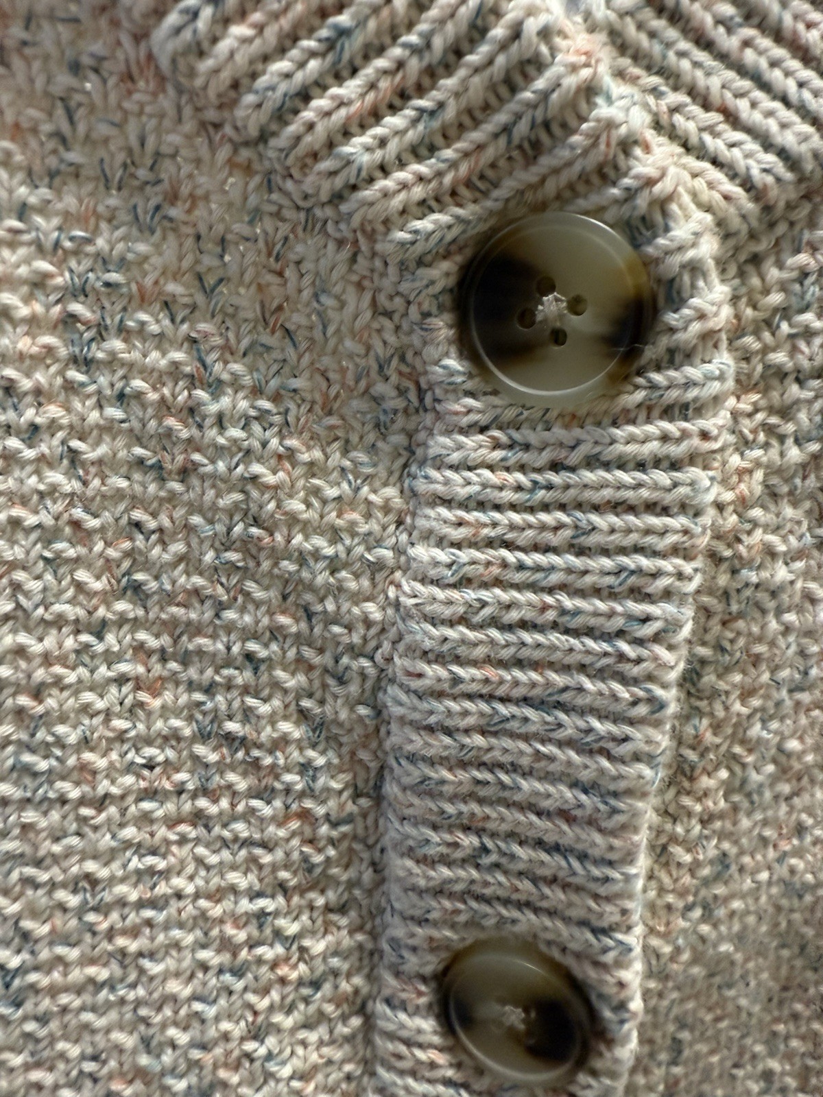 Madewell Womens Small Speckled Knit Sweater Tank Button Front VNeck Cotton Blend