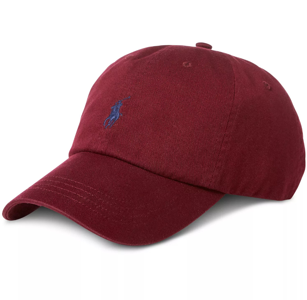Polo Ralph Lauren Men’s One Size Cotton Chino Adjustable Ball Cap Maroon Wine