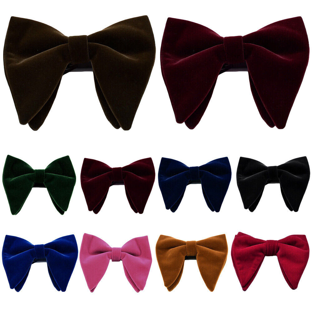 Men Oversize Velvet Bow Tie Big Bowtie Pre-Tied Wedding Party Ties Bowknots