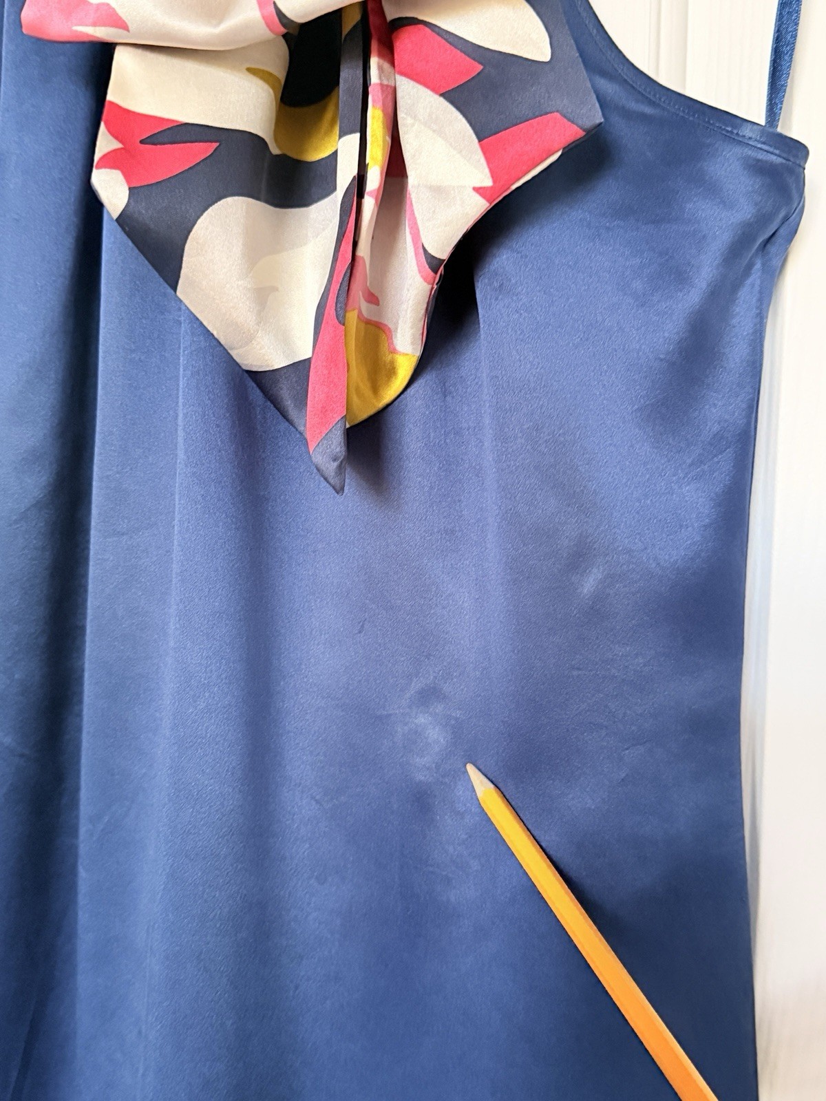 TED BAKER 100% Silk Womens Halter Bow Blue Dress Size 1 US 2-4