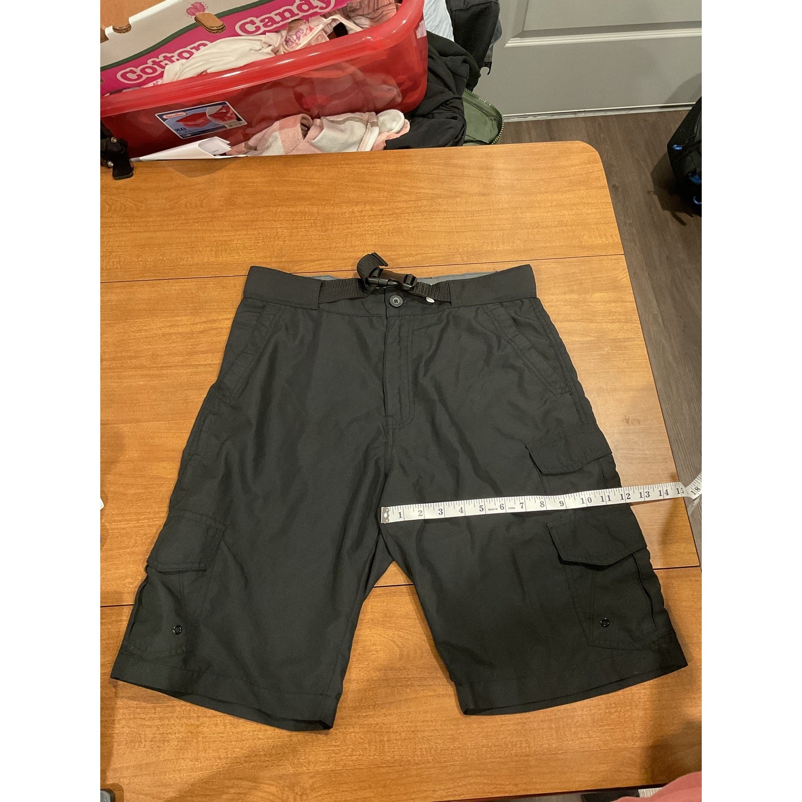 IRON CO. Men’s Black Utility Cargo Shorts with Belt-107