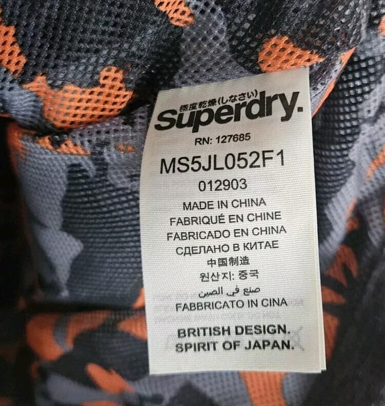 SUPERDRY WINDCHEATER MENS UK SIZE MEDIUM CHARCOAL GREY & ORANGE COAT