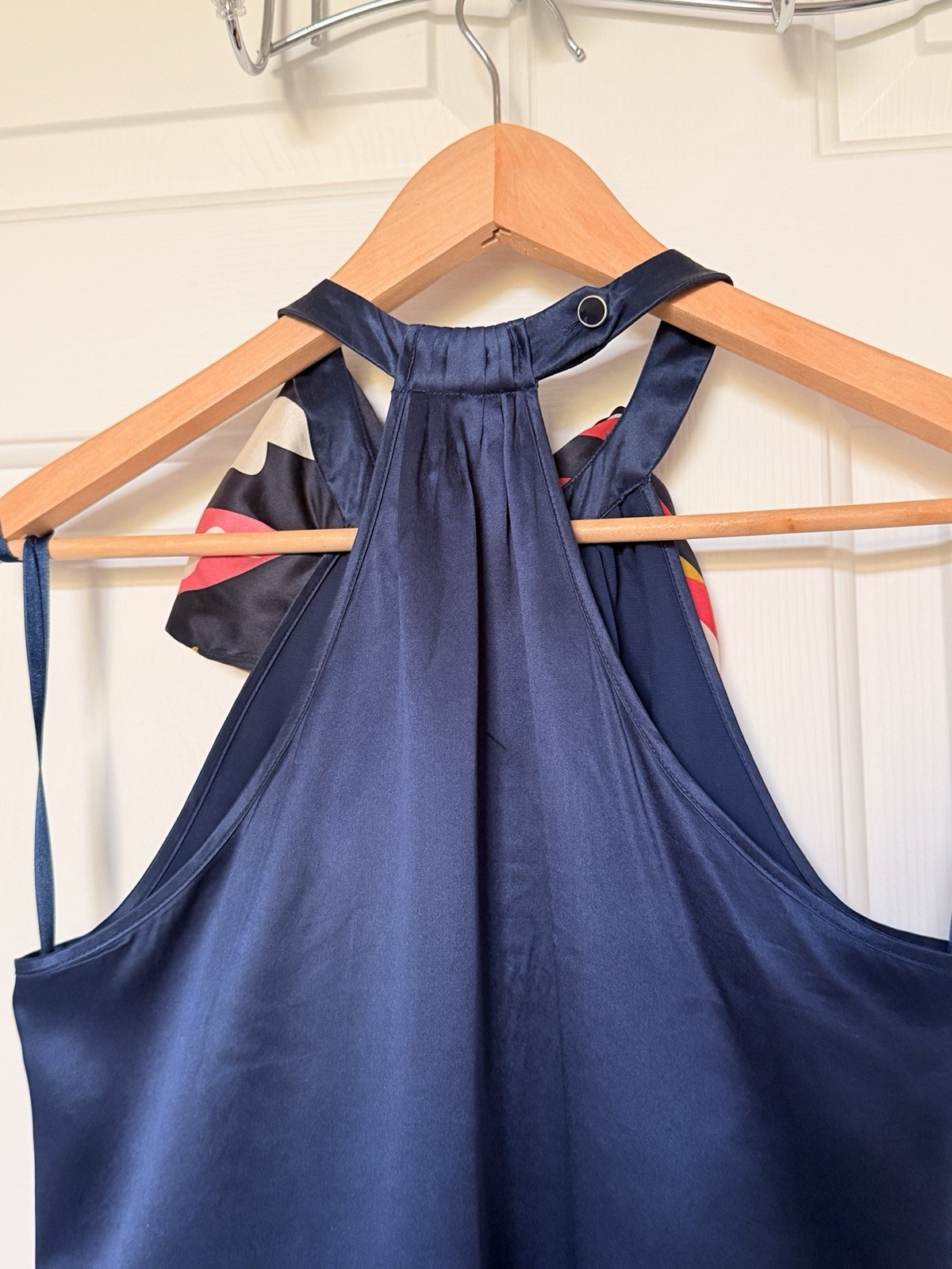 TED BAKER 100% Silk Womens Halter Bow Blue Dress Size 1 US 2-4