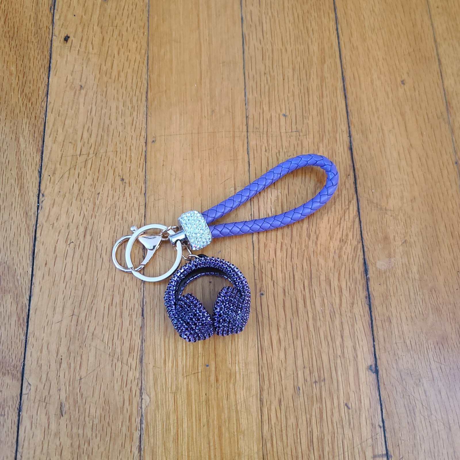Braided Rope Headphone Keychain/Bag Charm Purple Keychain Purse Backpack Charm