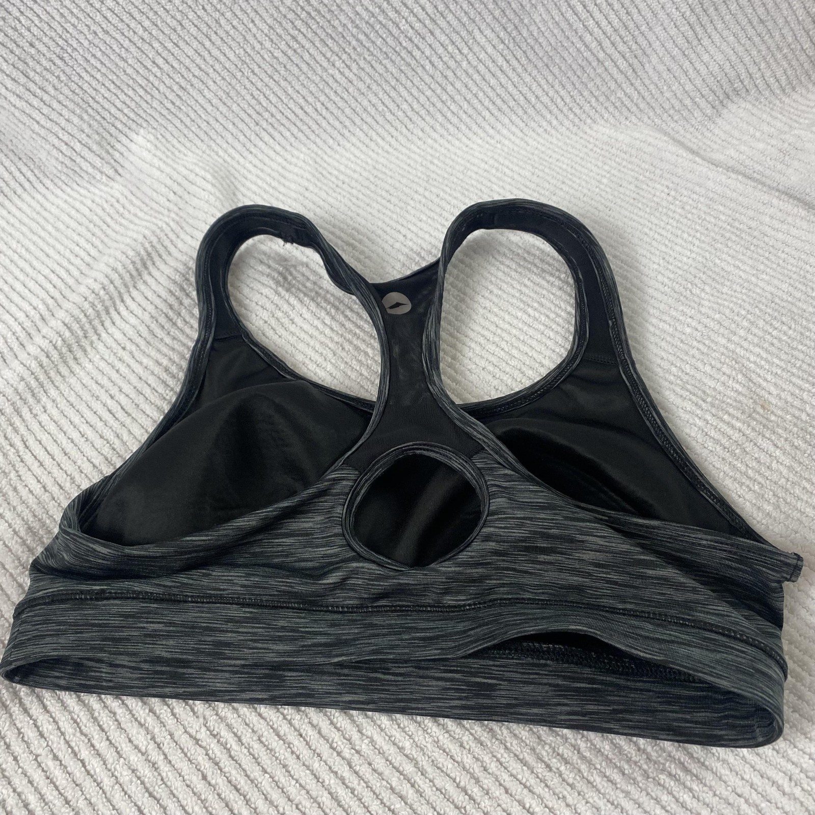 Avia Sports Bra Womens Large Gray Black Racerback Athletic Workout Yoga