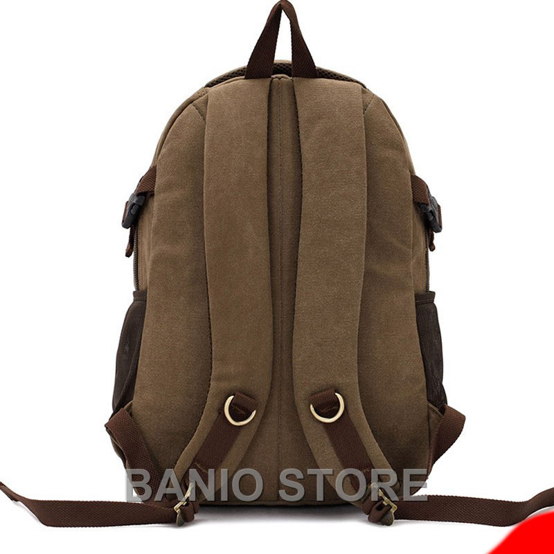 KAUKKO Men Canvas Backpack Rucksack Bag Camping Travel School Satchel Outdoor