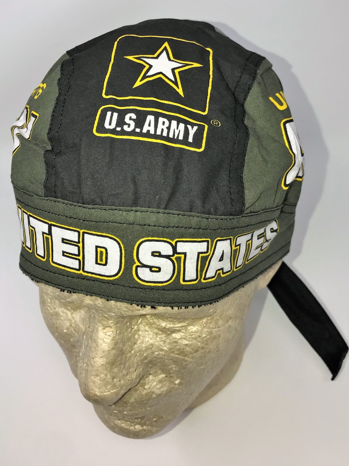 US Army Military Doo Rag Head Wrap Skull Cap Durag Sweatband Combat Stars Black