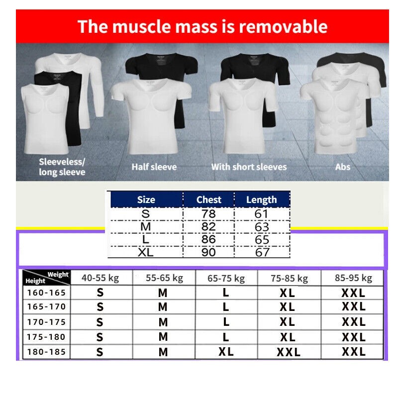 Men’s Invisible Pads Shaper Fake Muscle Chest Tops Protection Sponge Enhancers