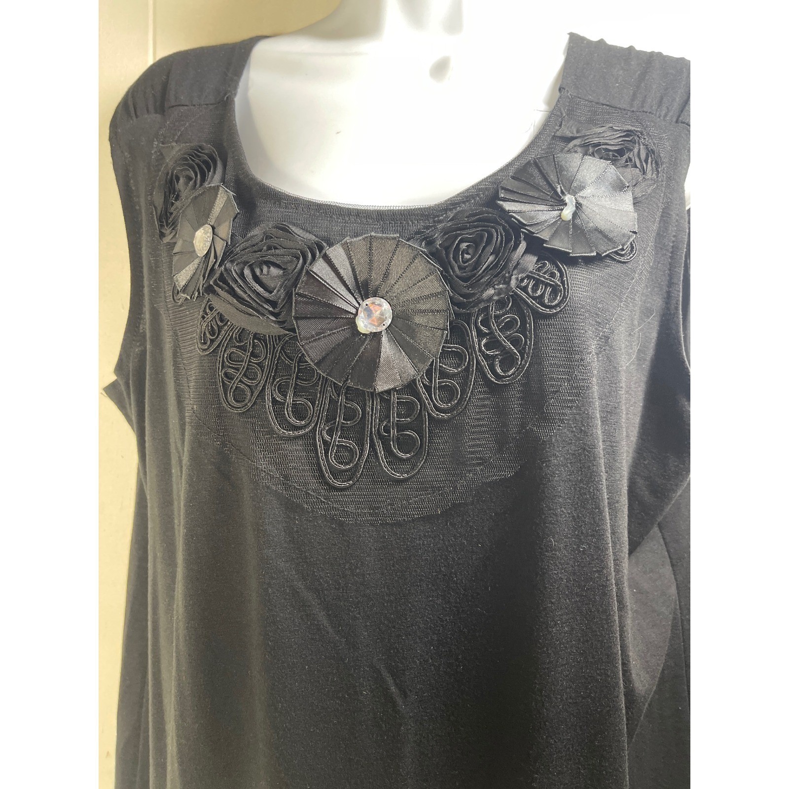 1X Black Sleeveless Top Tunic goth dark y2k romantic victorian vamp plus size