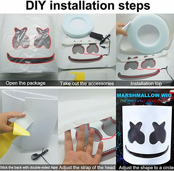 DJ MarshMello Smile Rainbow LED Mask EVA Foam Helmet EDC Halloween Costume Party